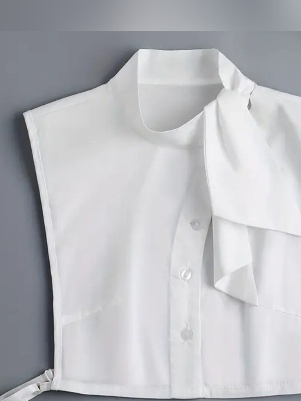 White Detachable Shirt Collar with Bow Tie Accent